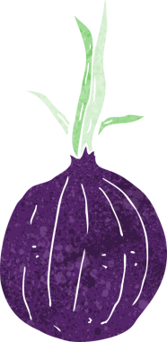 Bir insan tarafından çizilmiş kırmızı soğan çizgi filmi.