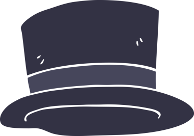 Bir insan tarafından çizilmiş silindir şapkanın düz renk çizimi