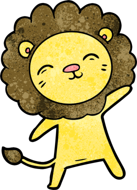 Bir insan tarafından çizilmiş çizgi film aslanı.