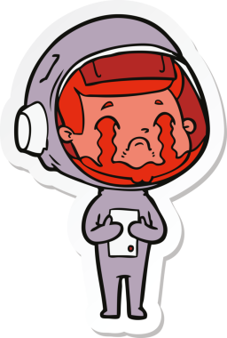 Bir insan tarafından çizilmiş ağlayan bir astronotun çıkartması.