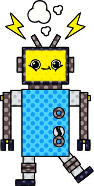 bir insan tarafından çizilmiş bir robotun çizgi roman tarzı