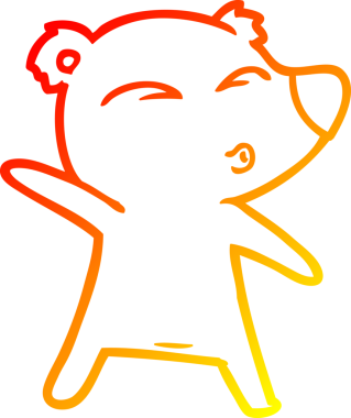 Bir insan tarafından çizilen çizgi film ıslık çalan ayının sıcak çizgi çizimi