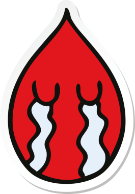 Bir insan tarafından çizilmiş garip bir el çıkartması duygusal kan damlası.