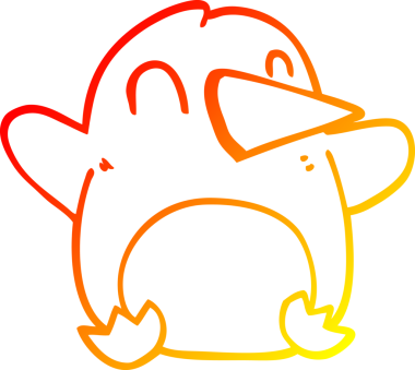 Bir insan tarafından çizilmiş bir çizgi film pengueninin sıcak gradyan çizimi