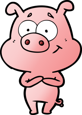 Bir insan tarafından çizilmiş mutlu çizgi film domuzu.