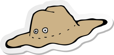 Bir insan tarafından çizilmiş eski bir Avustralya şapkasının çıkartması.