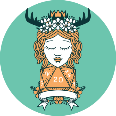 Bir insan tarafından çizilmiş 20 rulo doğal Druid ikonu.