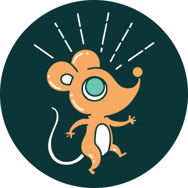 Bir insan tarafından çizilmiş dövme stili fare karakterinin simgesi