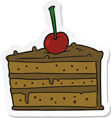 Bir insan tarafından çizilmiş çikolatalı pastanın çıkartması.