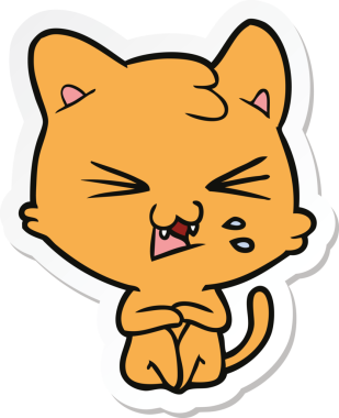 Bir insan tarafından çizilmiş, tıslayan bir kedinin çıkartması.