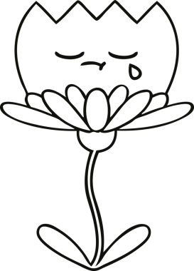 Bir insan tarafından çizilmiş bir çiçeğin çizgi çizimi