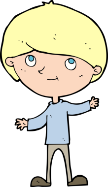 Bir insan tarafından çizilmiş mutlu çocuk çizgi filmi.