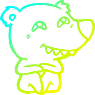 Bir insan tarafından çizilmiş dişleri gösteren bir kutup ayısının soğuk çizgi çizimi.