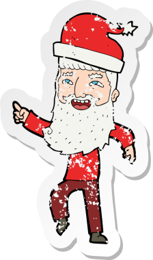 Bir insan tarafından çizilmiş karikatür hippi Noel Baba etiketi.