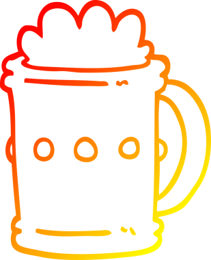 Bir insan tarafından çizilmiş bira karikatürünün sıcak gradyan çizimi