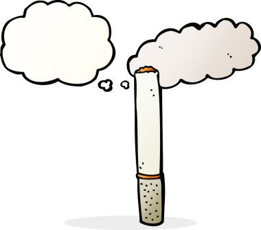 Bir insan tarafından çizilmiş düşünce balonlu çizgi film sigarası.