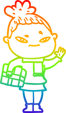 gökkuşağı gradyan çizimi bir insan tarafından çizilmiş bir karikatür kadın