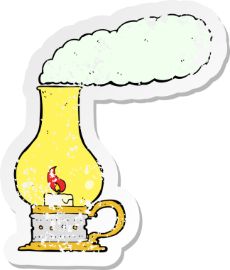 Bir insan tarafından çizilmiş eski usul bir fenerin geriletilmiş çıkartması.