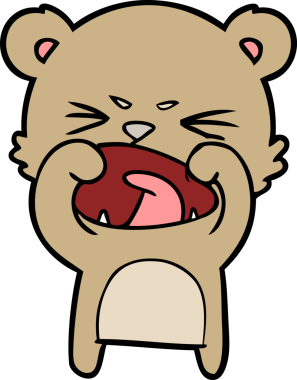 Bir insan tarafından çizilmiş kızgın çizgi film ayısı.