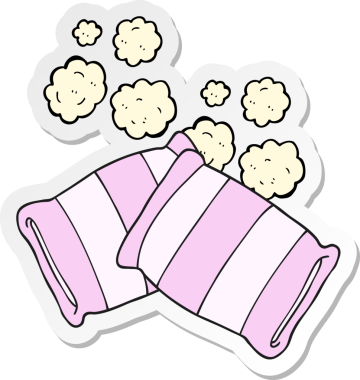 Bir insan tarafından çizilmiş karikatür yastığının çıkartması.