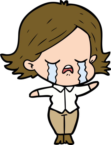 Bir insan tarafından çizilmiş ağlayan çizgi film kızı.