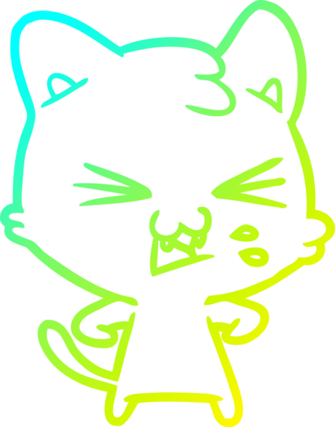 Bir insan tarafından çizilen çizgi film kedisinin soğuk gradyan çizimi