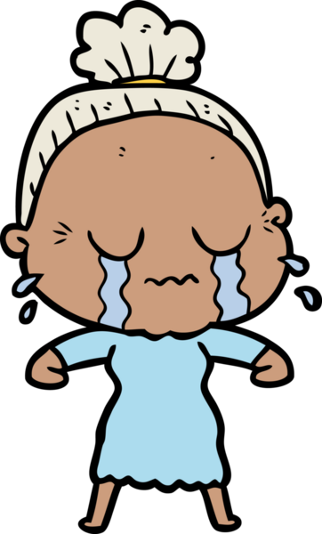 Bir insan tarafından çizilmiş ağlayan yaşlı kadın çizgi filmi.