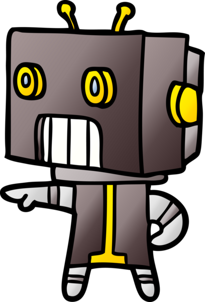 Bir insan tarafından çizilmiş çizgi film robotu