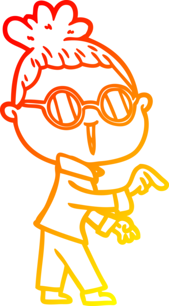 Bir insan tarafından çizilmiş gözlüklü bir karikatür kadın çizimi.