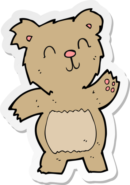 Bir insan tarafından çizilmiş oyuncak ayının çıkartması.