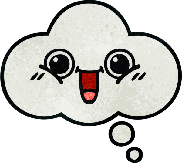 Bir insan tarafından çizilmiş bir düşünce baloncuğunun retro grunge doku karikatürü