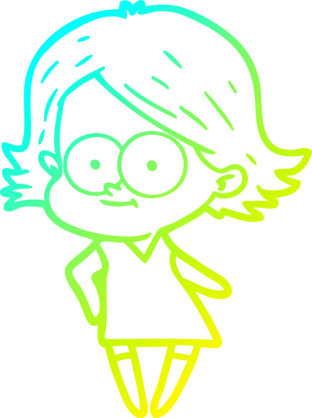 Bir insan tarafından çizilmiş mutlu çizgi film kızı çizimi.