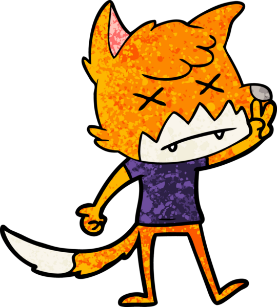 Bir insan tarafından çizilmiş ölü tilki çizgi filmi