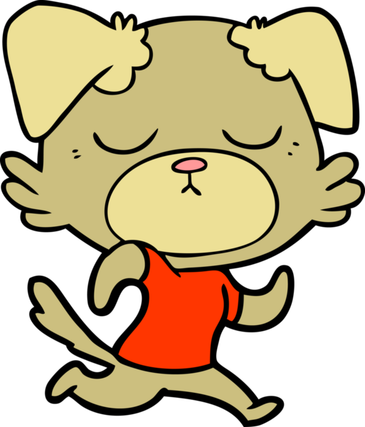 Bir insan tarafından çizilmiş şirin bir çizgi film köpeği.