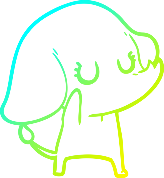 Bir insan tarafından çizilmiş şirin bir filin soğuk gradyan çizgisi
