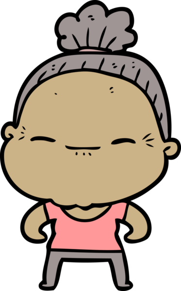 Bir insan tarafından çizilmiş barışçıl yaşlı bir kadın.