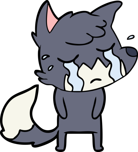 Bir insan tarafından çizilmiş ağlayan tilki çizgi filmi.