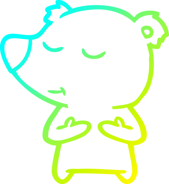 Bir insan tarafından çizilen mutlu çizgi film ayısının soğuk gradyan çizgisi.