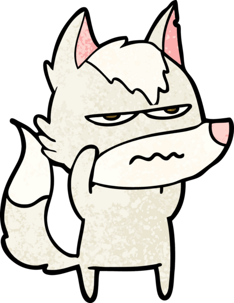 Bir insan tarafından çizilmiş rahatsız kurt çizgi filmi.