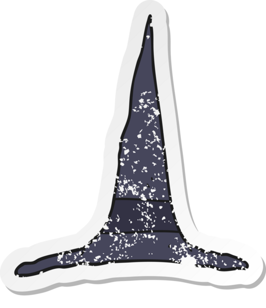 Bir insan tarafından çizilmiş bir cadı şapkasının gerilimli çıkartması.