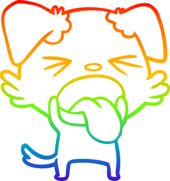 Gökkuşağı gradyan çizgi çizimi bir insan tarafından çizilmiş iğrenç bir köpek.