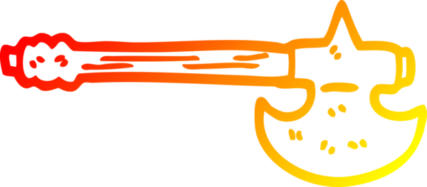 Bir insan tarafından çizilmiş bir ortaçağ baltasının sıcak çizgi çizimi