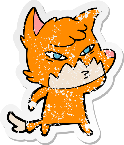 Bir insan tarafından çizilmiş zeki bir tilkinin sıkıntılı çıkartması.