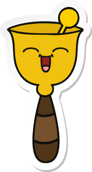 Bir insan tarafından çizilmiş şirin bir okul çanının çıkartması.