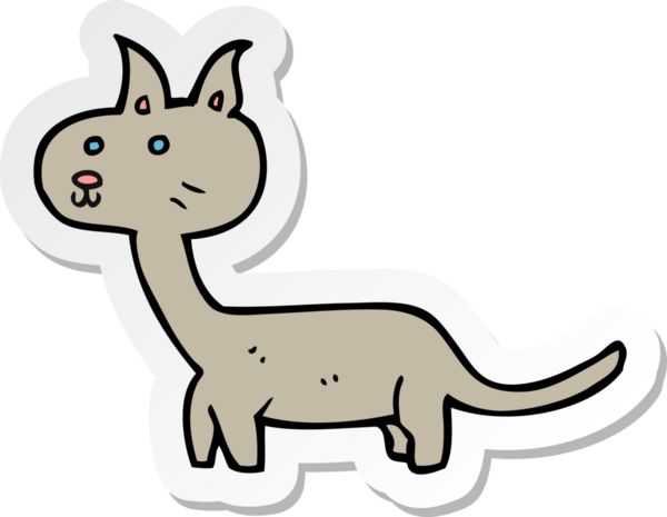 Bir insan tarafından çizilmiş çizgi film kedisinin çıkartması.