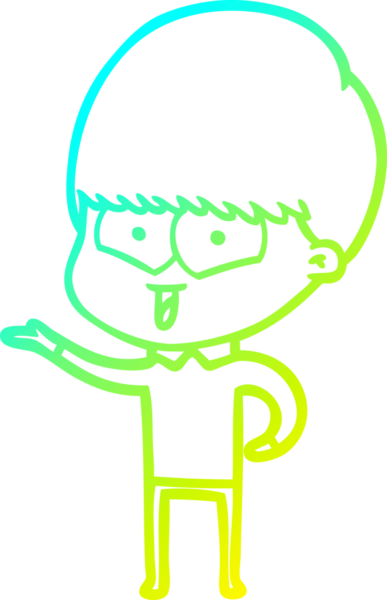 Bir çizgi film karakteri çizen soğuk çizgi bir insan tarafından çizilmiş mutlu çocuk.