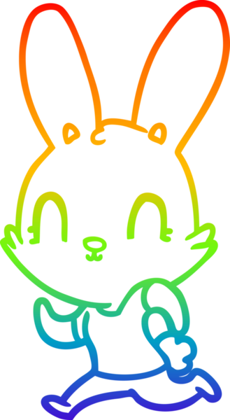 Gökkuşağı gradyan çizgisi bir insan tarafından çizilmiş şirin bir tavşan çizimi