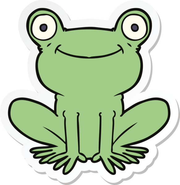 Bir insan tarafından çizilmiş karikatür kurbağasının çıkartması.