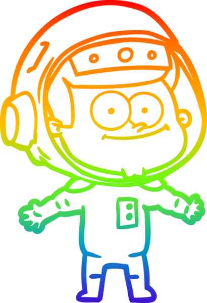 gökkuşağı gradyan çizimi mutlu bir astronot çizgi filmi bir insan tarafından çizildi