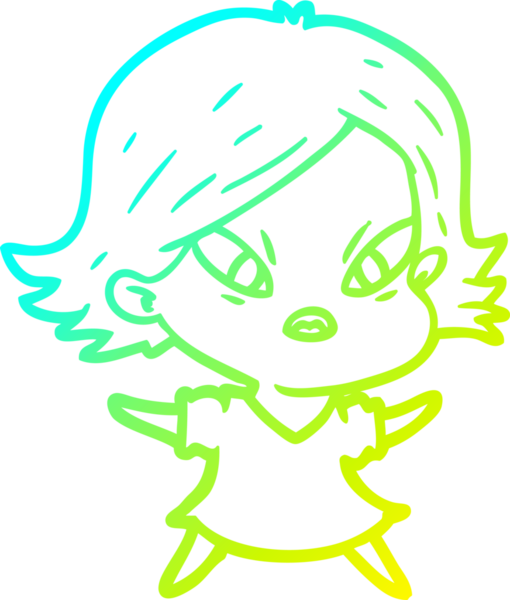 Bir insan tarafından çizilmiş soğuk gradyan çizgi çizimi stresli bir kadın